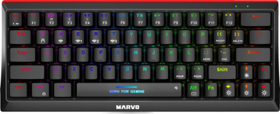 Tастатура за гејминг Marvo HECATE 61WR, три-режимска, механичка со rainbow осветлување, црна
