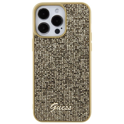 Kapak telefoni Guess Square Mirror për iPhone 15 Pro Max, plastike TPU, efekt pasqyre, ngjyrë ari