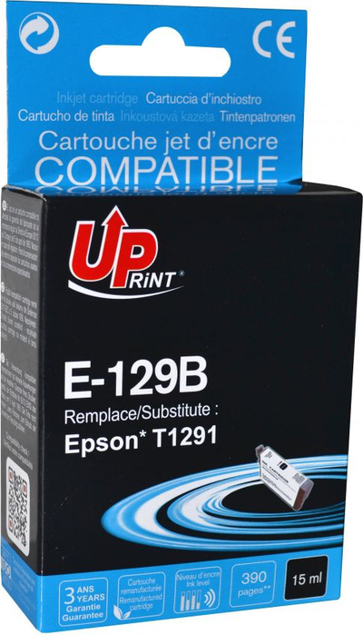 Patron boje UPrint E-129B C13T12914010 T1291, i zi, që shkon me printerat Epson