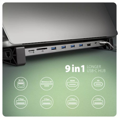 Hub USB Axagon HMC-10HLS, 9në1, USB-C, 4K, ngjyrë argjendi
