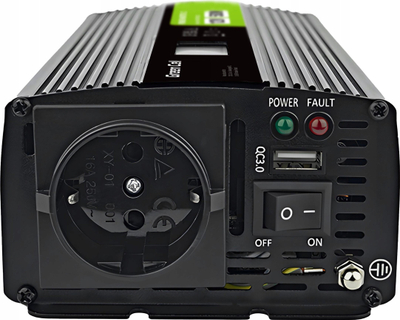 Invertor Green Cell PowerInverter me LCD, 12V 500W 1000W, valë e pastër, i zi