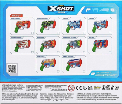 Pistolete me uj ZURU X-Shot Water Fast-Fill Skins Nano Hydra, mbushje e shpejt, për kalamaj, shumëngjyrëshe