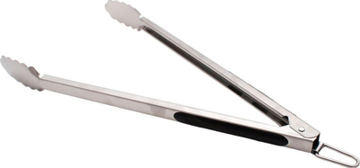 Pinca kuzhine prej çeliku inox, 39cm, dorezë kundër rrëshqitjes, argjendtë