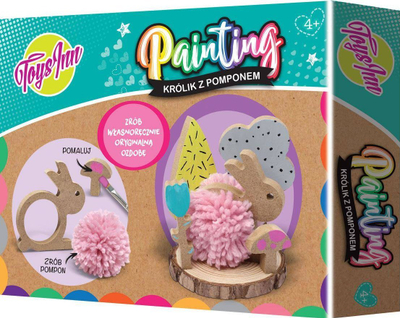 Set kreativ me bojra ToysInn Rabbit, lepurush për t’u pikturuar me pompon, për kalamaj 4+