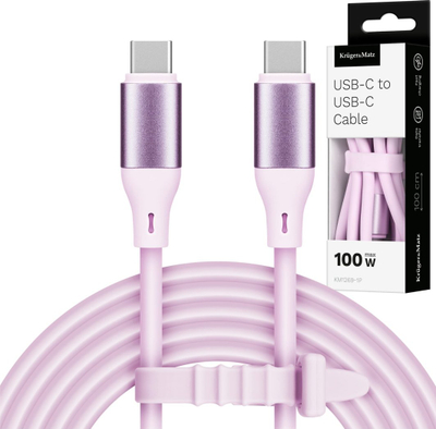 Kabllo USB C Kruger&Matz KM1269-1P, USB C në USB C, 1 m, 100W, rozë