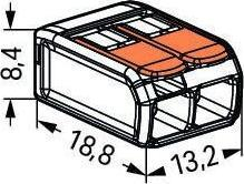 Lidhës elektrik Wago 221-412, 2x0.5-4 mm², 20 copë, portokalli