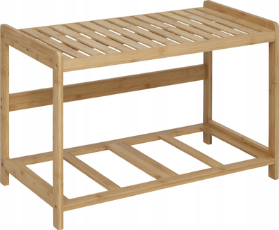 Stol banjoje 5five Simply Smart, bambu, me raft ruajtje, 66.8x44x35 cm, bezhë, set 2 copë