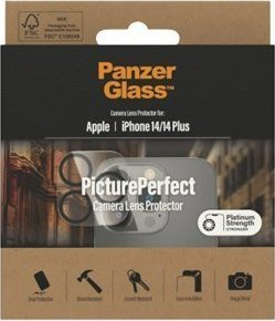 Mbrojtës kamere PanzerGlass për iPhone 14 dhe 14 Plus, xham i fortë, transparent