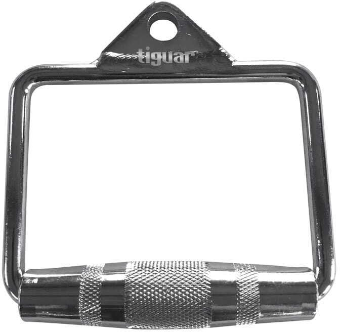 Dorezë kabllo për palestër Tiguar Single Pull Handle, çelik i kromuar, për makina me litar, argjend