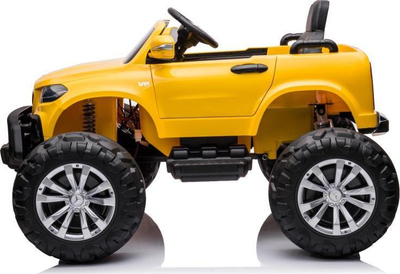 Makinë elektrike për kalamaj Mercedes DK MT950 4x4, 12V, sedilje lëkure, e verdhë metalike