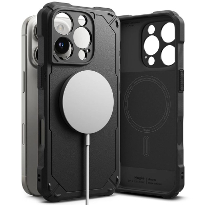Kuti telefoni Ringke Rugged Gear Magnetic MagSafe, për iPhone 16 Pro, TPU, e zezë