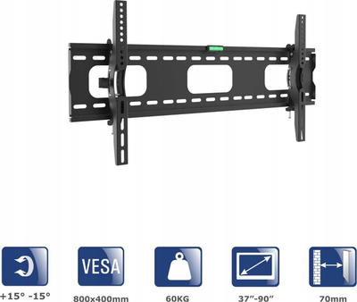 Mbajtëse murale TV Akyga AK-MB-08, VESA 800x400, 37-90", e zezë