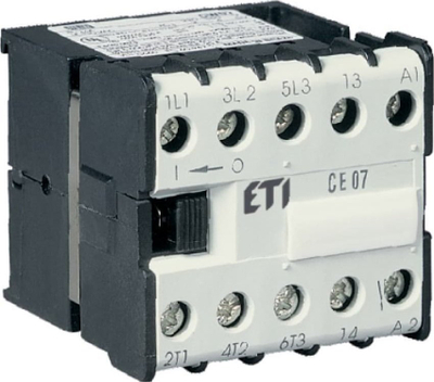 Минијатурен контактор Ети Полам CE07.10, 16A, 3P 24V AC, со 1 контакт НО