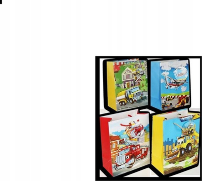Qese dhuratash Ferment Gift Bag, set me 12 copë, me figura makinash, shumëngjyrëshe