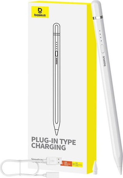 Stilus aktiv Baseus Smooth Writing Series, karikim wireless, Lightning, i bardhë