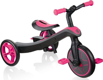Tricikël 4-në-1 Globber Explorer Trike, me tendë dielli, rrip sigurie 5 pika, rozë