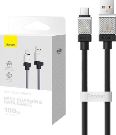 Kabllo USB Baseus CoolPlay CAKW000601, USB-A në USB-C, 1 m 100W, i zi