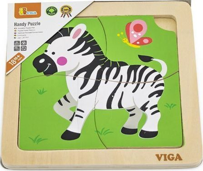 Puzzle druri Viga Toys 51317, 4 copa, me zebër, shumëngjyrëshe