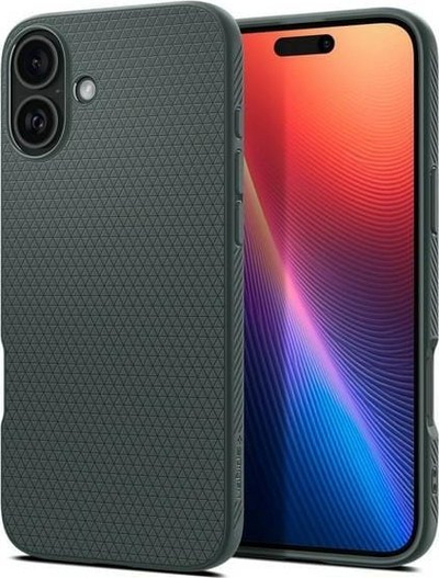 Mbulesë telefoni Spigen Liquid Air për iPhone 16, TPU i butë, Air Cushion, jeshile Abyss