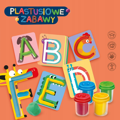 Едукативна игра со пластелин Аскато Пластични игри, 26 букви, 4 теглички, повеќебојна