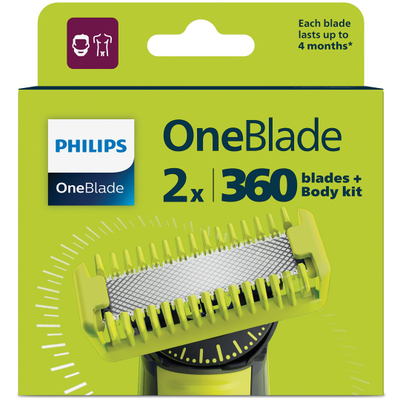 Tehe zëvendësuese Philips OneBlade 360 QP624/50, për fytyrë dhe trup, set