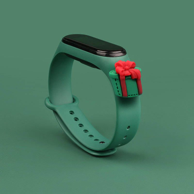 Byzylyk silikoni Hurtel Strap Xmas për Xiaomi Mi Band 4 edhe Mi Band 3, me motive Krishtlindjesh, jeshile e errët