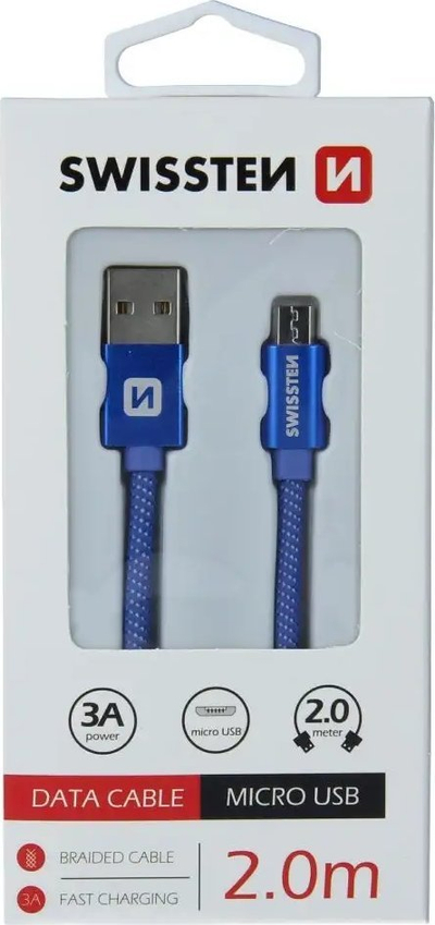 Kabllo USB Swissten Textile, Micro USB, 2m, e kuqe