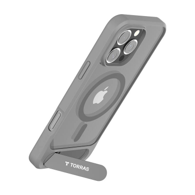 Etui telefoni Torras Pstand Series për iPhone 16 Pro Max, MagSafe, me stand, gri