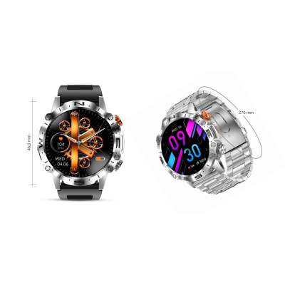 Smartwatch Mski Gravity GT20-2, ekran 1.43" AMOLED, thirrje me Bluetooth, ngjyrë argjendi