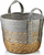 Shportë dekorative Boho Bali L, seagrass, 28x23cm, gri natyrale