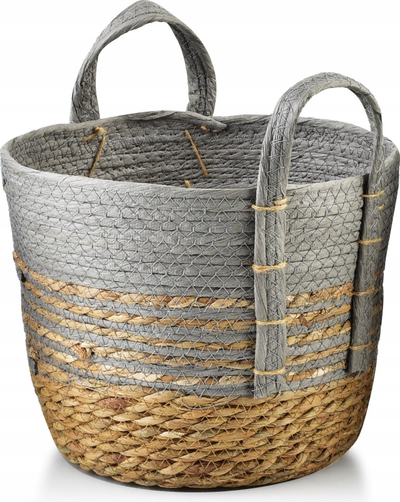 Shportë dekorative Boho Bali L, seagrass, 28x23cm, gri natyrale