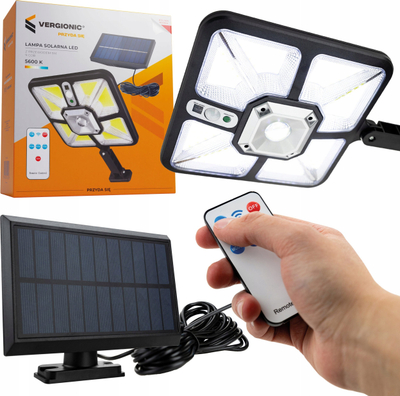 Lampë rrugore solare Vergionic, 150W, 1000 lm, e bardhë e ftohtë