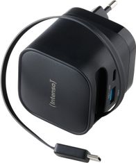 Adapter rryme Intenso W65ACIC, 65W, 1x USB C 1x USB A, i bardhë