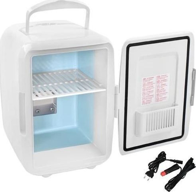 Mini frigorifer portativ 4L, ftohje edhe ngrohje, 12V edhe 220V, i bardhë