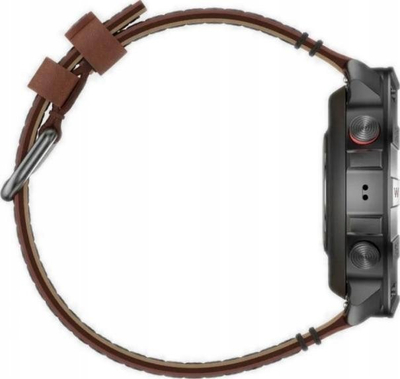 Orë sportive Polar Grit X2 Pro Titanium, AMOLED, GPS, me rrip lëkure kafe M/L
