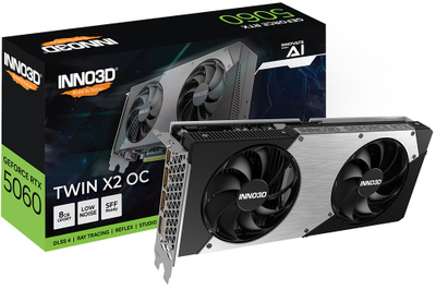 Kartë grafike Inno3D Nvidia GeForce RTX 5060 Twin X2 OC, 8GB GDDR7, 2527MHz Boost