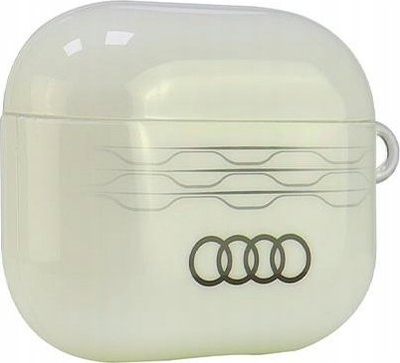 Mbulesë Audi IML me pattern gjeometrik për AirPods 3, model AU-IMLAP3-A6/D3-WE, e bardhë