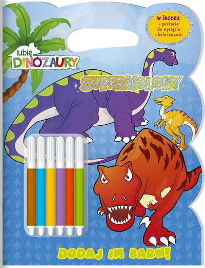 Libër me ngjyrosje Supercolors I Like Dinosaurs, me lapsa ngjyrues, për fëmijë