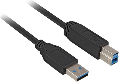 Kabllo Sharkoon USB-A - USB-B, 3m, e zezë