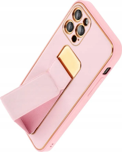 Futollë lëkure me këmbëz‑stand për Samsung Galaxy S23 FE, magnetike, rozë