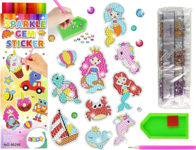Set ngjitës mozaik LeanToys Diamond Embroidery, kafshë bota nënujore, për fëmijë 6+