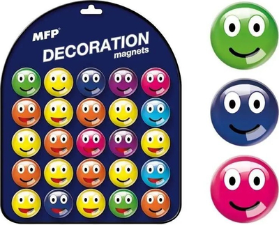 Magnet dekorativ MFP, i rrumbullakët 3.5cm, me fytyrë që qesh, portokalli