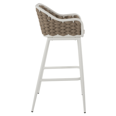 Stool bar alumini HM5862.02, 50x51x103cm, litar sintetik, i bardhë me bezhë