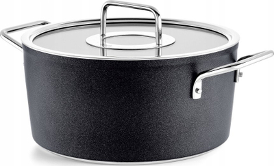 Tenxhere alumini Fissler Adamant 24 cm, veshje jo ngjitëse, me kapak, gri e errët