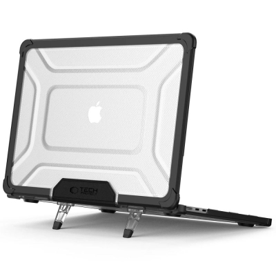 Заштитна обвивка за лаптоп Tech-Protect SmartShell Pro, за MacBook Air 13.6", со држач, проѕирна со црна рамка