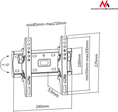 Mbajtës muri për TV Maclean MC-667N, 13"-42", deri 25 kg, i zi