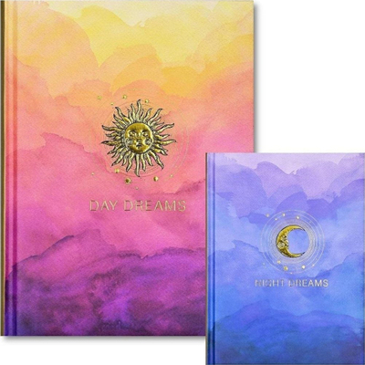 Fletore Peter Pauper Press Sewn Notebook Day Night, format A5, me vija, dizajn dyanshëm