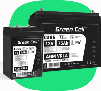 Bateri AGM Greencell 12V 55Ah, VRLA pa llafe mirëmbajtje, IP54, e zezë