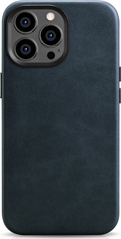 Mbulesë telefoni iCarer Oil Wax Premium Leather MagSafe, për iPhone 14 Pro Max, lëkurë natyrale, blu e errët