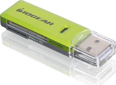 IOGEAR SD/microSD/MMC Читач/Запишувач на Картички, Зелен